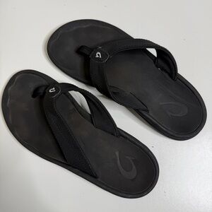 Olukai ohana thong slipper flip flop black womens size 6